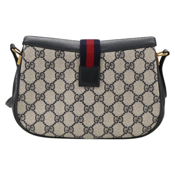 GUCCI GG Supreme Sherry Line Shoulder Bag PVC Red Navy 72 02 024 Auth 111172 - Picture 2 of 16